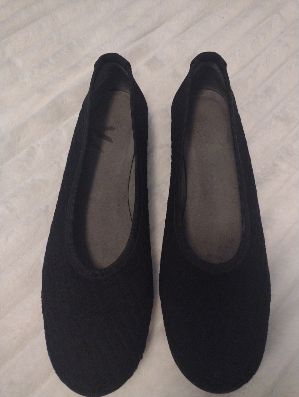 Stuart Weitzman Flats Women 10M Black Suede Slip On High Vamp Shoes Made Spain